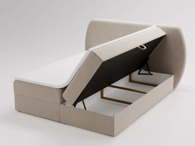 Łóżko kontynentalne z pojemnikiem na pościel 180x200 Bogota Beżowe