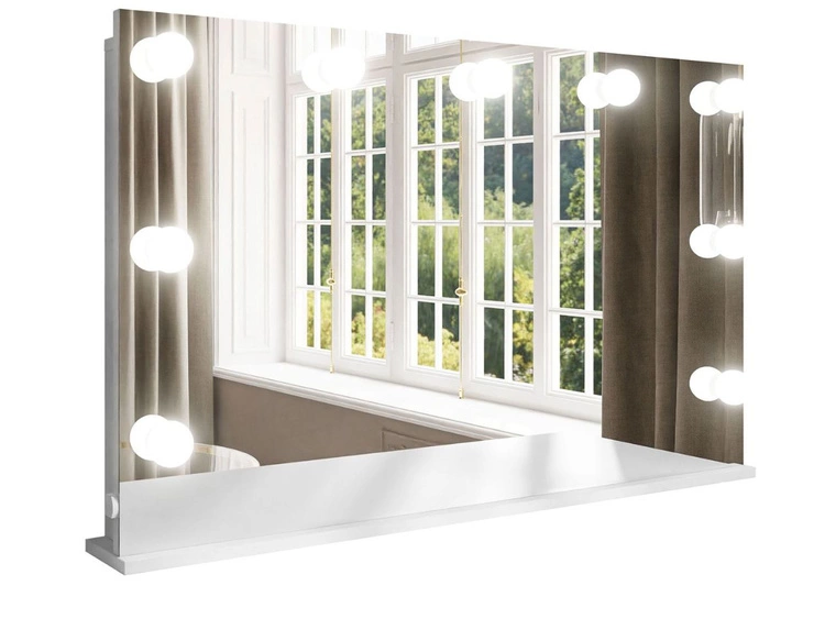 Toaletka z lustrem, szufladami i oświetleniem LED Melo Elite biały połysk