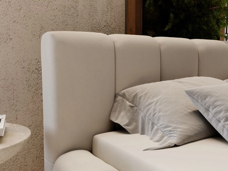 Łóżko tapicerowane z pojemnikiem i stelażem 180x200 Split Jasny szary