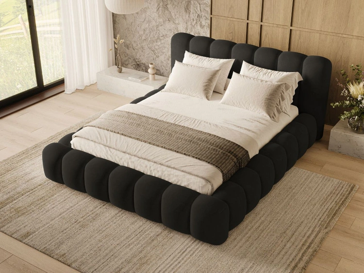 Łóżko tapicerowane z pojemnikiem i stelażem 120x200 Averia Czarny