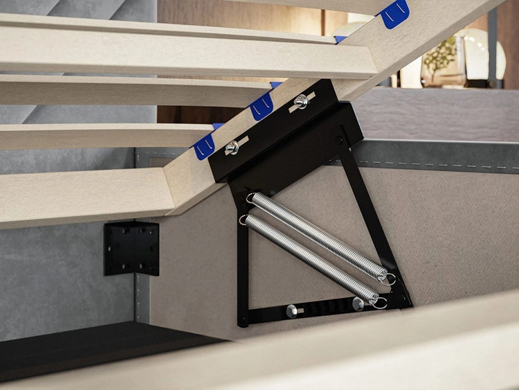 Łóżko tapicerowane z pojemnikiem i stelażem 120x200 Andri szary