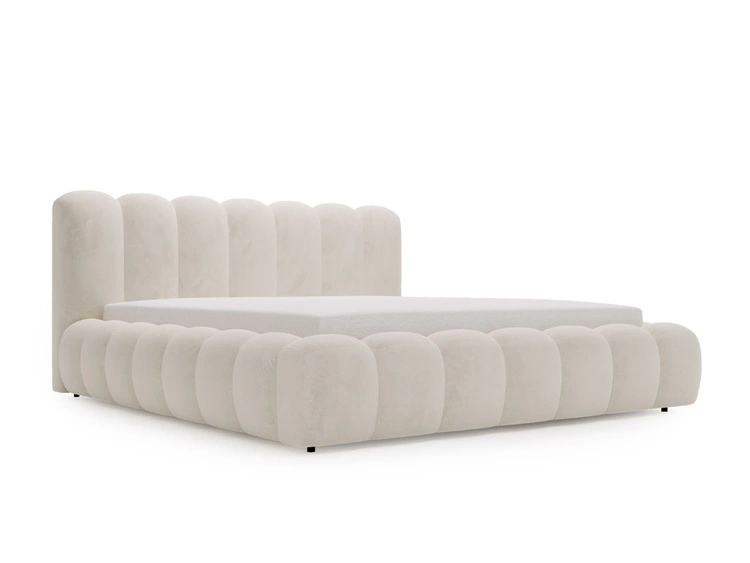 Łóżko tapicerowane z pojemnikiem i stelażem 180x200 Averia Beżowy