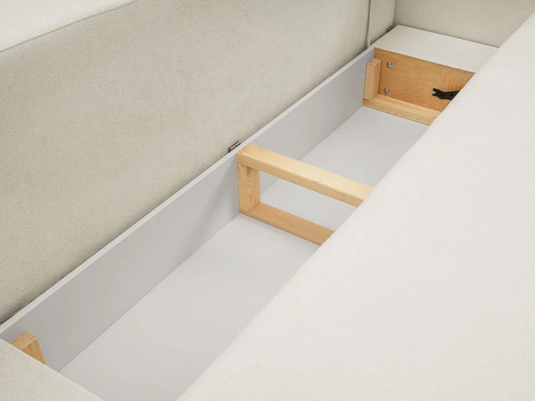 Kanapa z funkcją spania i pojemnikiem na pościel Oreo Kremowy