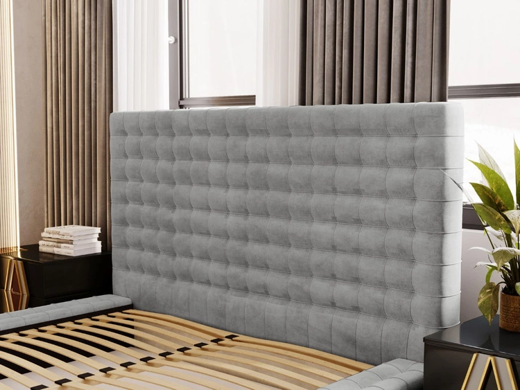 Łóżko tapicerowane z pojemnikiem i stelażem 180x200 Barbados Jasnoszare