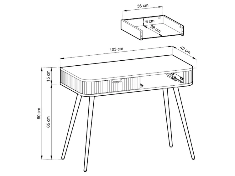 Toaletka z złotymi metalowymi nogami Viva Beżowa