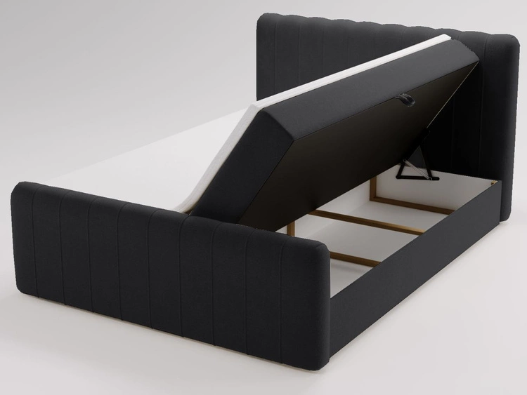 Łóżko kontynentalne z pojemnikiem na pościel 140x200 Osteno Czarne
