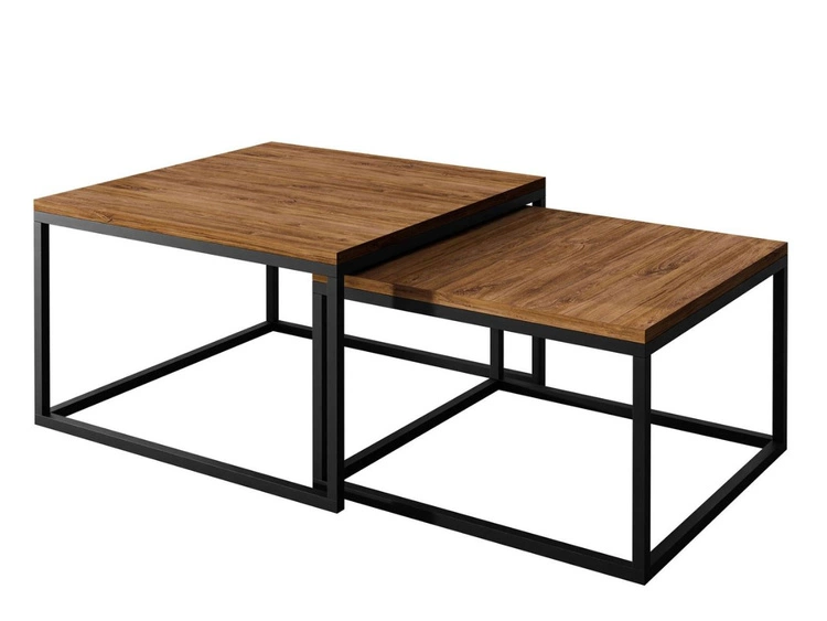 Stolik kawowy na czarnym stelażu Asumi Dąb Stirling 36x42