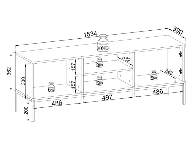 Szafka pod telewizor z szufladami, drzwiczkami i oświetleniem LED Deo Kaszmirowa