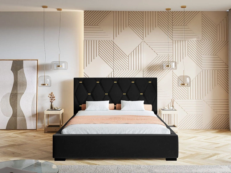 Łóżko tapicerowane z pojemnikiem i stelażem 120x200 Tasso Czarne