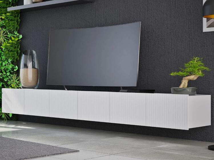 Zestaw szafek pod telewizor z drzwiczkami 300 cm Biała