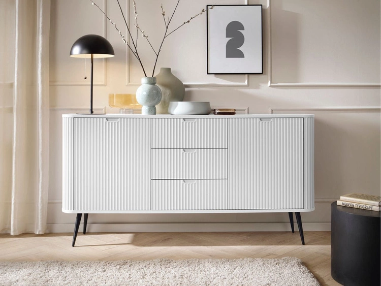 Komoda z drzwiami i szufladami na złotych nogach Viva Biały