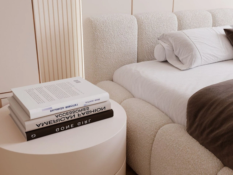 Łóżko tapicerowane z pojemnikiem i stelażem 140x200 Cloud Low beżowe