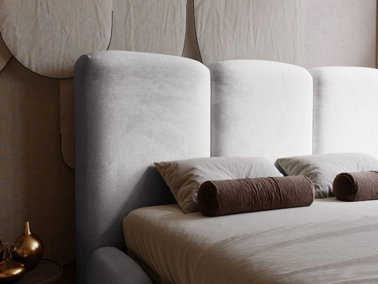 Łóżko tapicerowane z pojemnikiem i stelażem 160x200 cm Bubble Jasnoszare