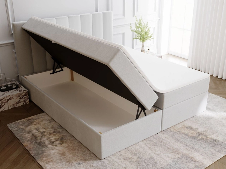 Łóżko kontynentalne z pojemnikiem na pościel 160x200 Mocca Szare