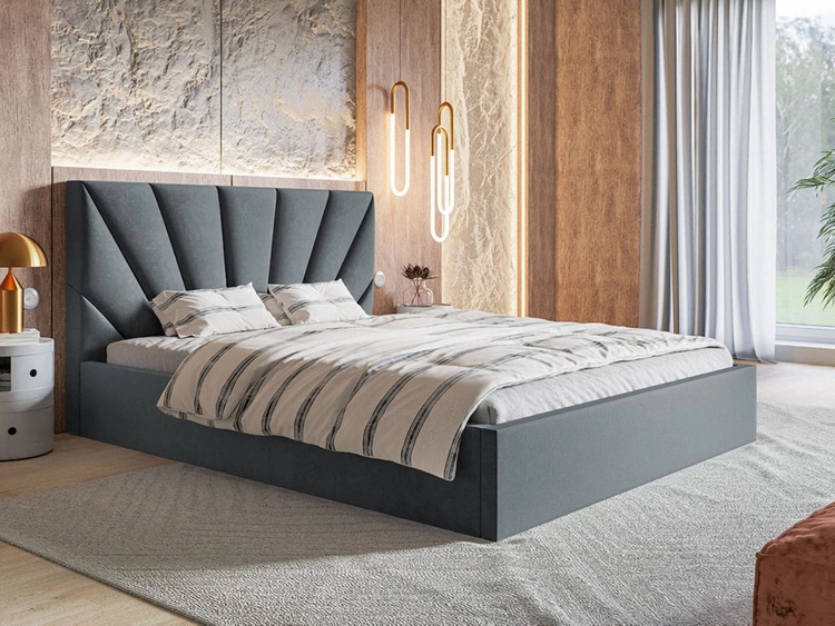 Łóżko tapicerowane z pojemnikiem i stelażem 180x200 Orlo ciemnoszare