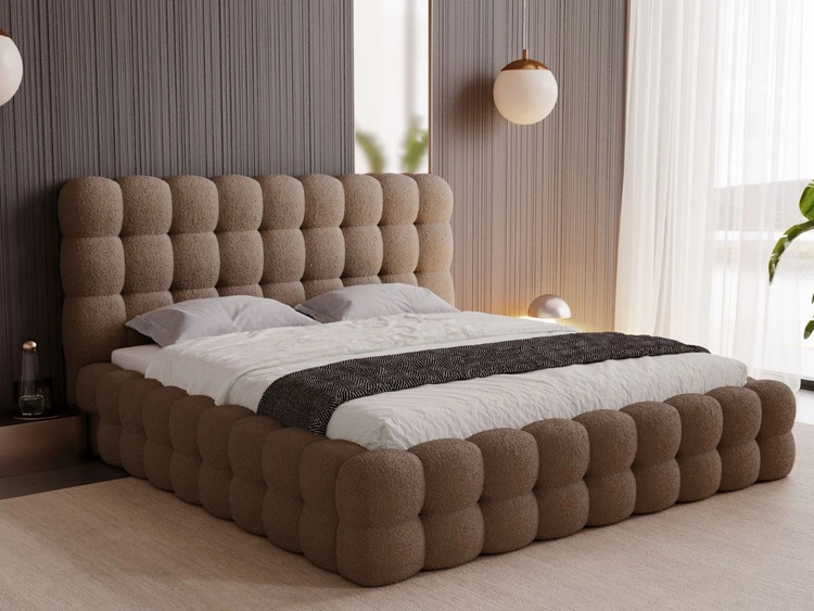 Łóżko tapicerowane z pojemnikiem i stelażem 180x200 Twist Brązowy