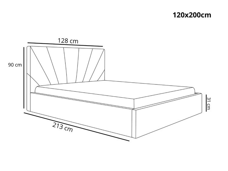 Łóżko tapicerowane z pojemnikiem i stelażem 120x200 Orlo ciemnoszare
