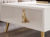 Stolik kawowy na złotych nogach w stylu glamour Lunelie biały połysk