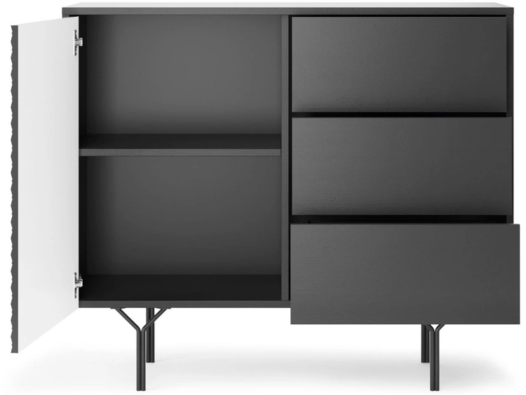 Komoda z drzwiami i szufladami 97 cm Ravi Czarna