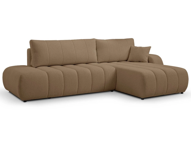 Narożnik z pojemnikiem i funkcją spania Prawy Adoro Brązowy