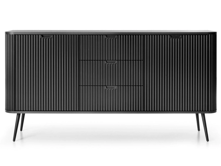 Komoda z drzwiami i szufladami na czarnych nogach Viva Czarna