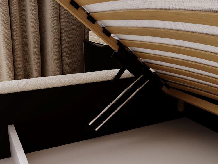 Łóżko tapicerowane z pojemnikiem i stelażem 200x200 Palermo Kremowe