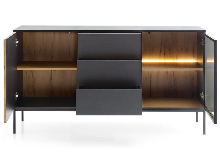 Komoda z drzwiami i szufladami i oświetleniem LED Deo Dąb Wotan