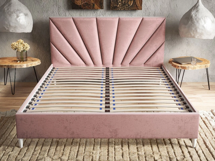 Łóżko tapicerowane ze stelażem 140x200 Fuzi zielone