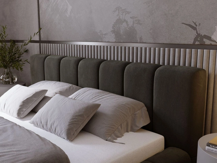 Łóżko tapicerowane z pojemnikiem i stelażem 160x200 Orio Ciemny szary