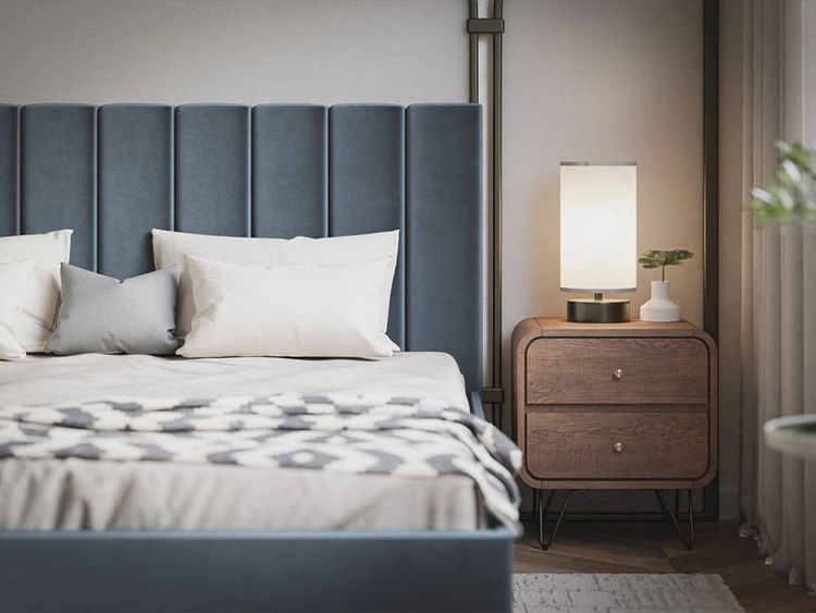 Łóżko tapicerowane ze stelażem 180x200 Snazi Ciemny niebieski