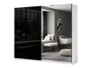 Szafa dwudrzwiowa z drzwiami przesuwnymi i lustrem 244 cm Nuveo Czarno-Biały Połysk