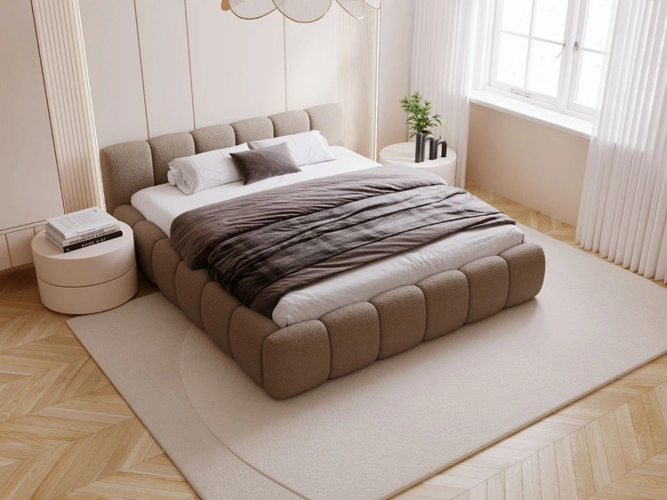Łóżko tapicerowane z pojemnikiem i stelażem 180x200 Cloud Low brązowe