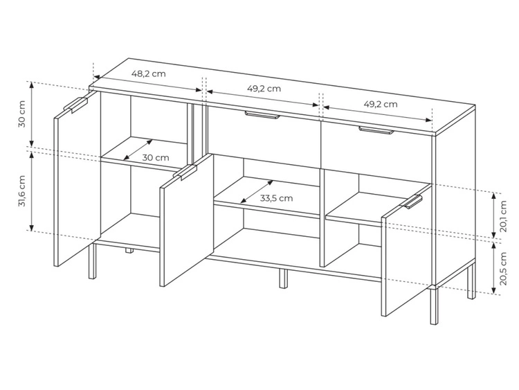 Komoda z drzwiami i szufladami Drino Antracyt