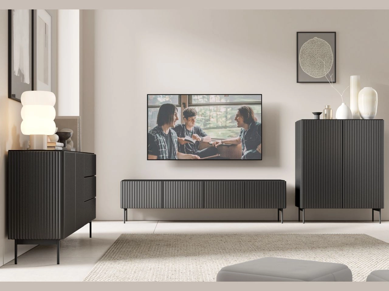 Zestaw mebli do pokoju dziennego Qualita Czarny