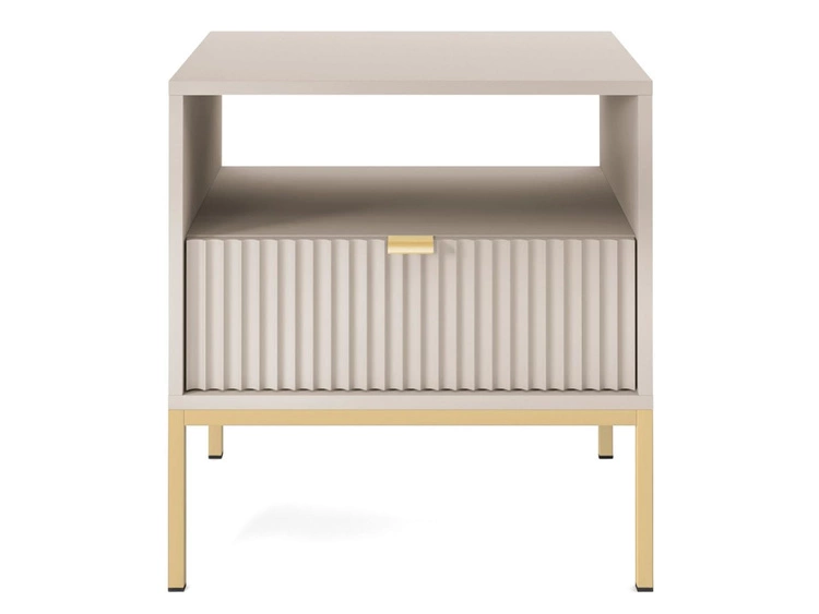 Stolik nocny z szufladą Amber Kaszmir na złotych nogach