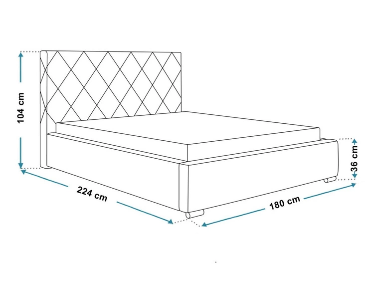 Łóżko tapicerowane z pojemnikiem i stelażem 180x200 Taranto Szare