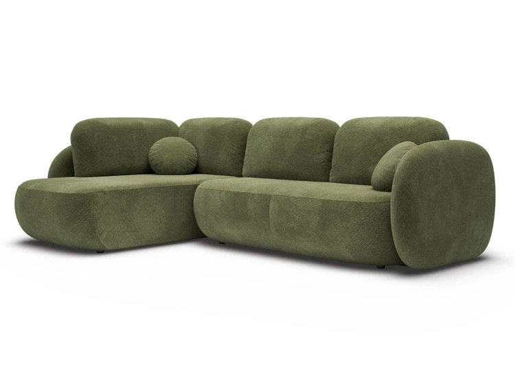 Narożnik z funkcją spania i pojemnikiem Lewy Carino Zielony