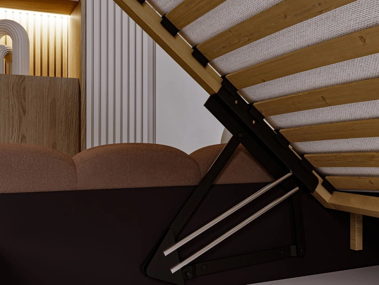 Łóżko tapicerowane z pojemnikiem i stelażem 120x200 Averia brązowy