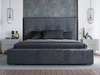 Łóżko tapicerowane z pojemnikiem i stelażem 180x200 Valencia Ciemny szary