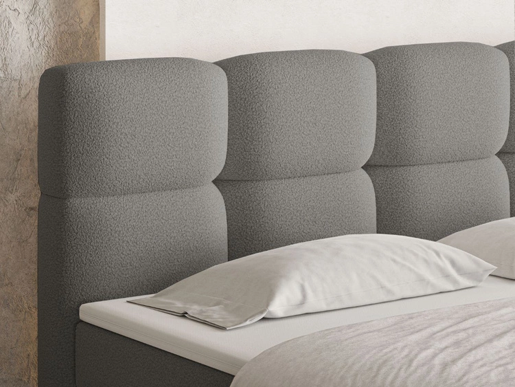 Łóżko kontynentalne z pojemnikiem na pościel 160x200 Rivon Szare