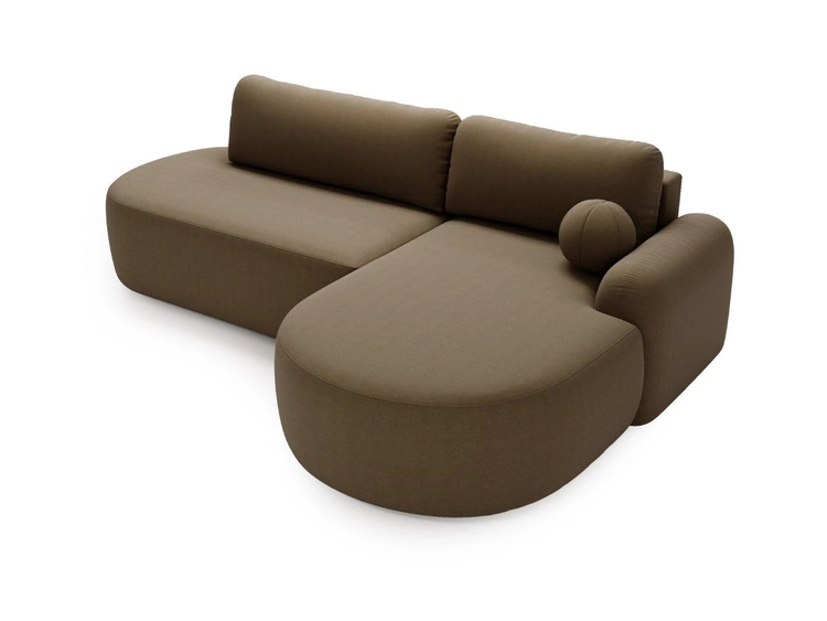 Narożnik L Prawy z funkcją spania i pojemnikiem Aurio O Brązowy