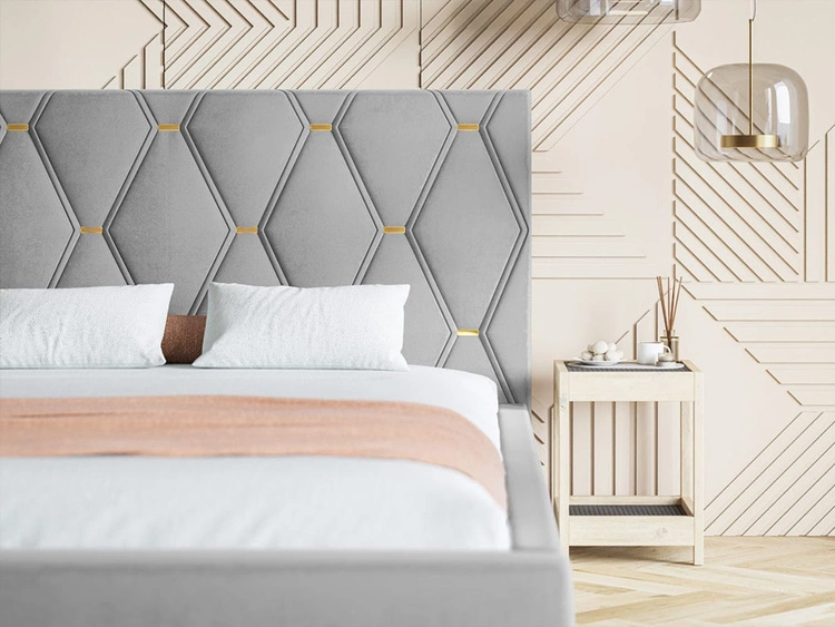 Łóżko tapicerowane z pojemnikiem i stelażem 160x200 Tasso Beżowe