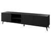 Szafka RTV z metalowymi czarnymi nóżkami i frezowanymi frontami 3D Celiane czarny mat