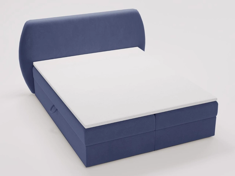 Łóżko kontynentalne z pojemnikiem na pościel 160x200 Bogota Niebieskie