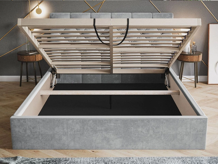 Łóżko tapicerowane z pojemnikiem i stelażem 180x200 Selva Beżowy