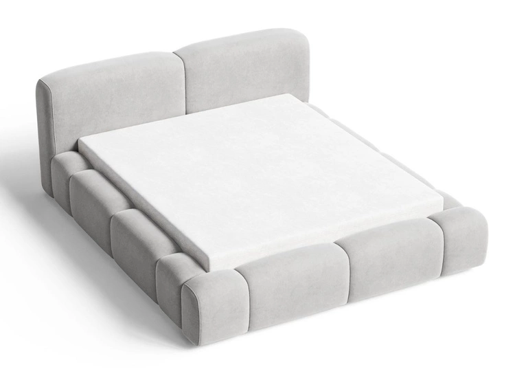 Łóżko tapicerowane z pojemnikiem i stelażem 160x200 Aubi Szare