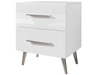 Stolik nocny z szufladami na srebrnych nogach Noaé Lux Biały połysk