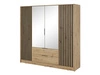 Szafa czterodrzwiowa z drzwiami uchylnymi 206 cm Macron Dąb Artisan z lustrem i lamelami