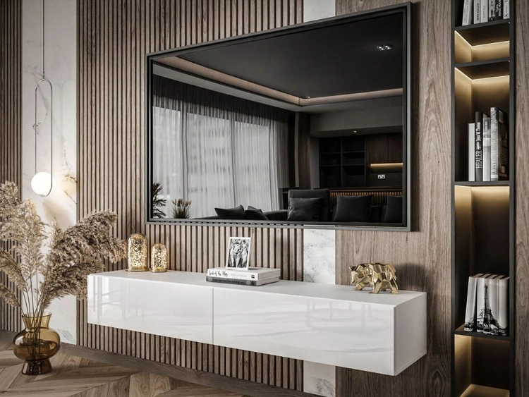 Szafka RTV dwudrzwiowa wisząca 175 cm Sorelle Biały połysk