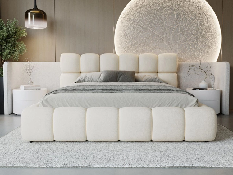 Łóżko tapicerowane z pojemnikiem i stelażem 160x200 Modo Beżowe